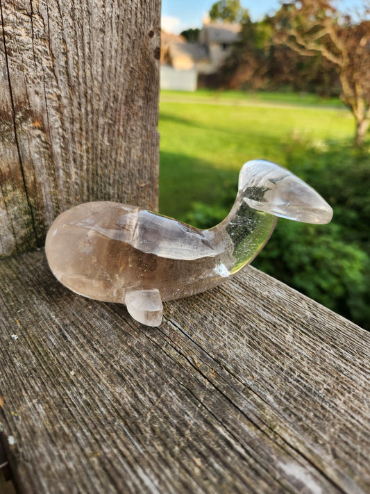 Smoky Quartz Whale Crystal: High Polish Carving, Brazil