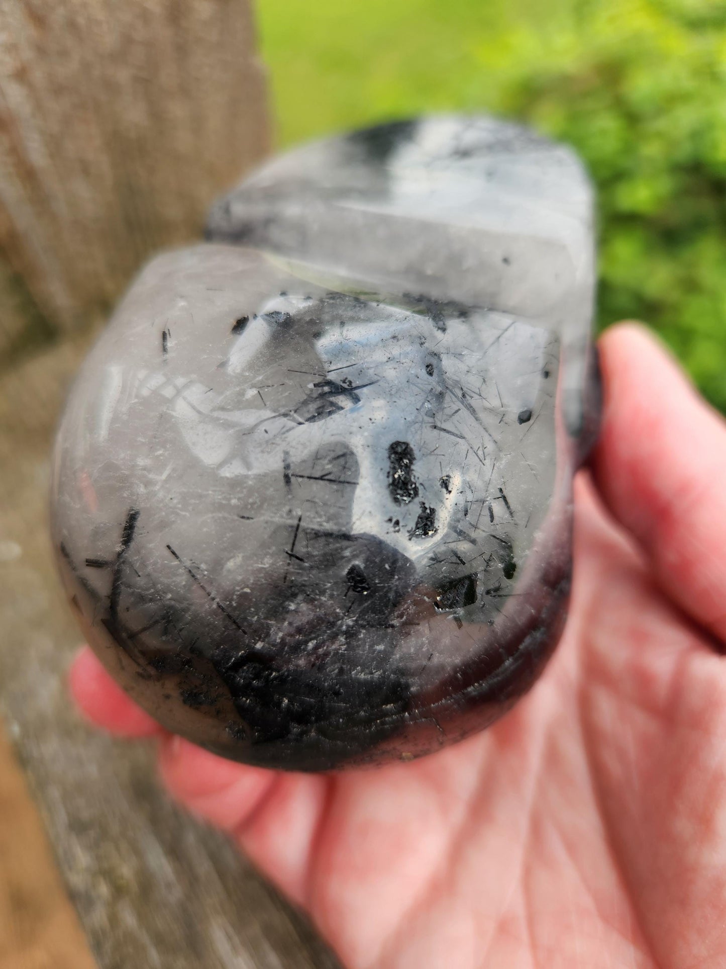 Cool AAA Quartz with Black Tourmaline and Quartz Unique Crystal Skull