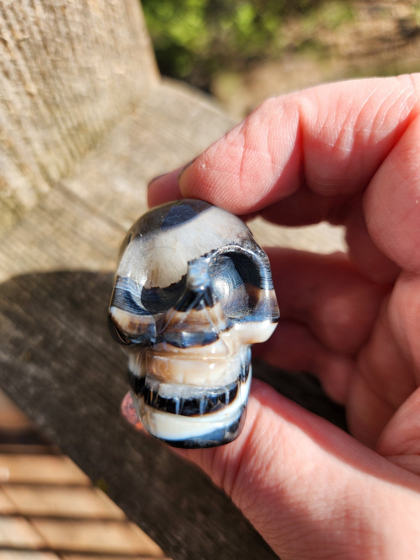 Black Onyx Skull: Hand Carved Agate Crystal, AAA Grade
