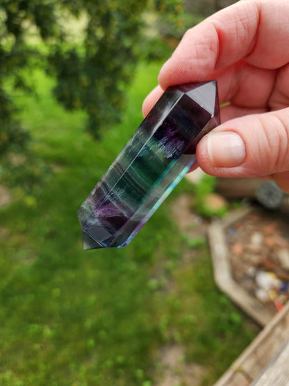 Rainbow Fluorite Crystal Point: Colorful Candy Wand, Medium