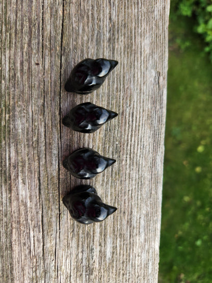 Carved Black Obsidian Crow: Natural Crystal Raven Figurine, Small