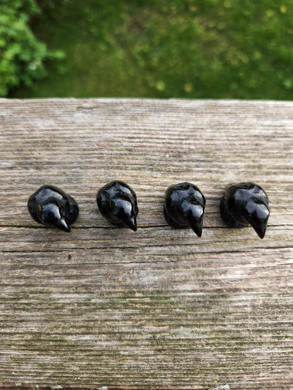 Carved Black Obsidian Crow: Natural Crystal Raven Figurine, Small