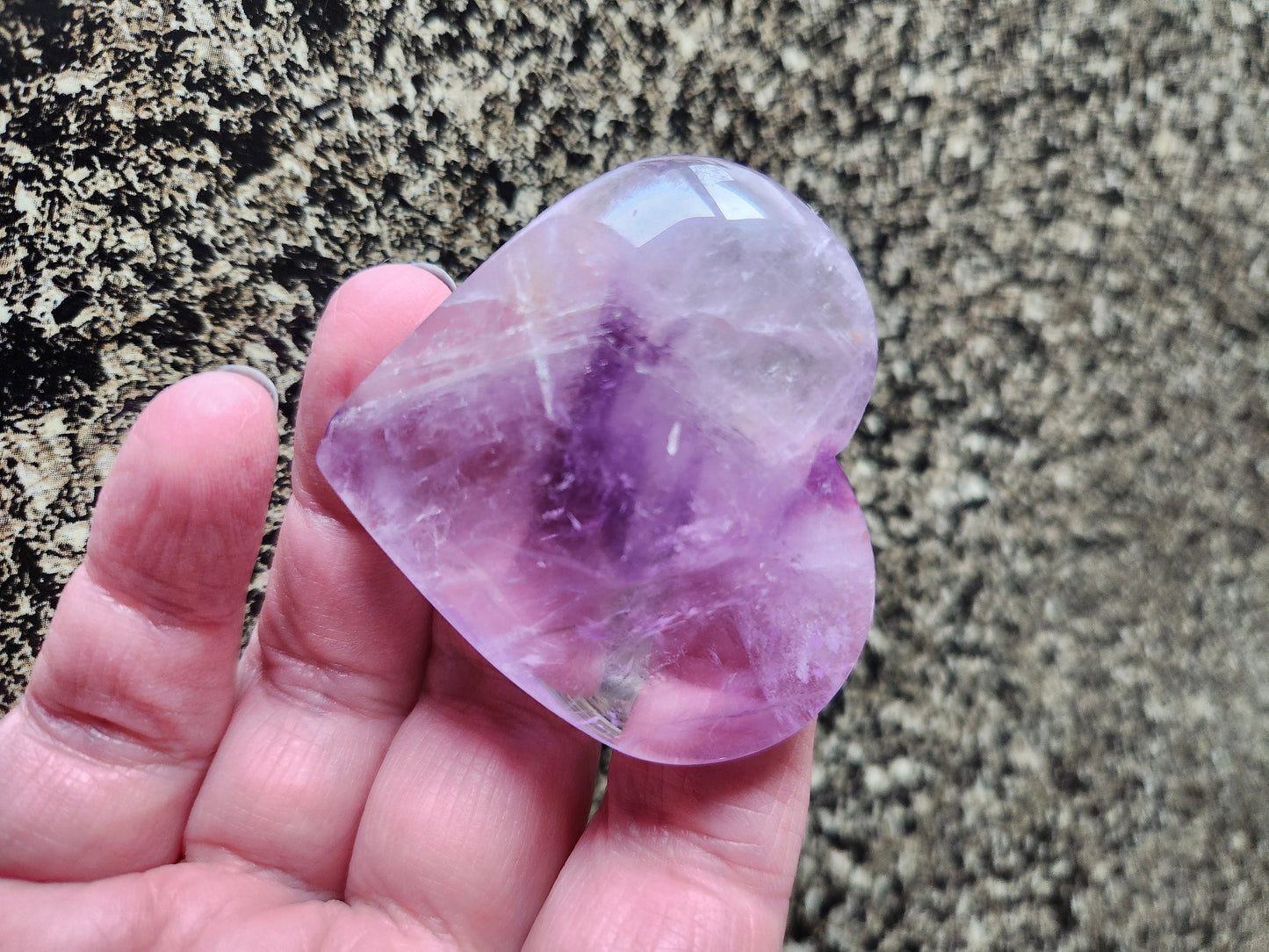 Gorgeous AAA Purple Amethyst Ametrine Crystal Carved Heart