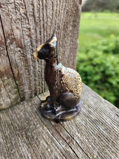 Hand Carved Picture Jasper Cat Figurine: Natural Stone Crystal