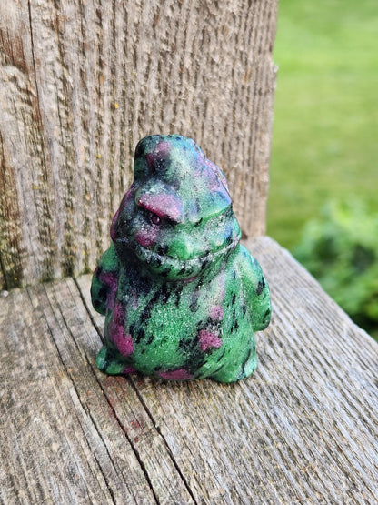Sparkly Ruby Zoisite Oogie Boogie Crystal Carving, Ghost, Halloween, Nightmare Before Christmas