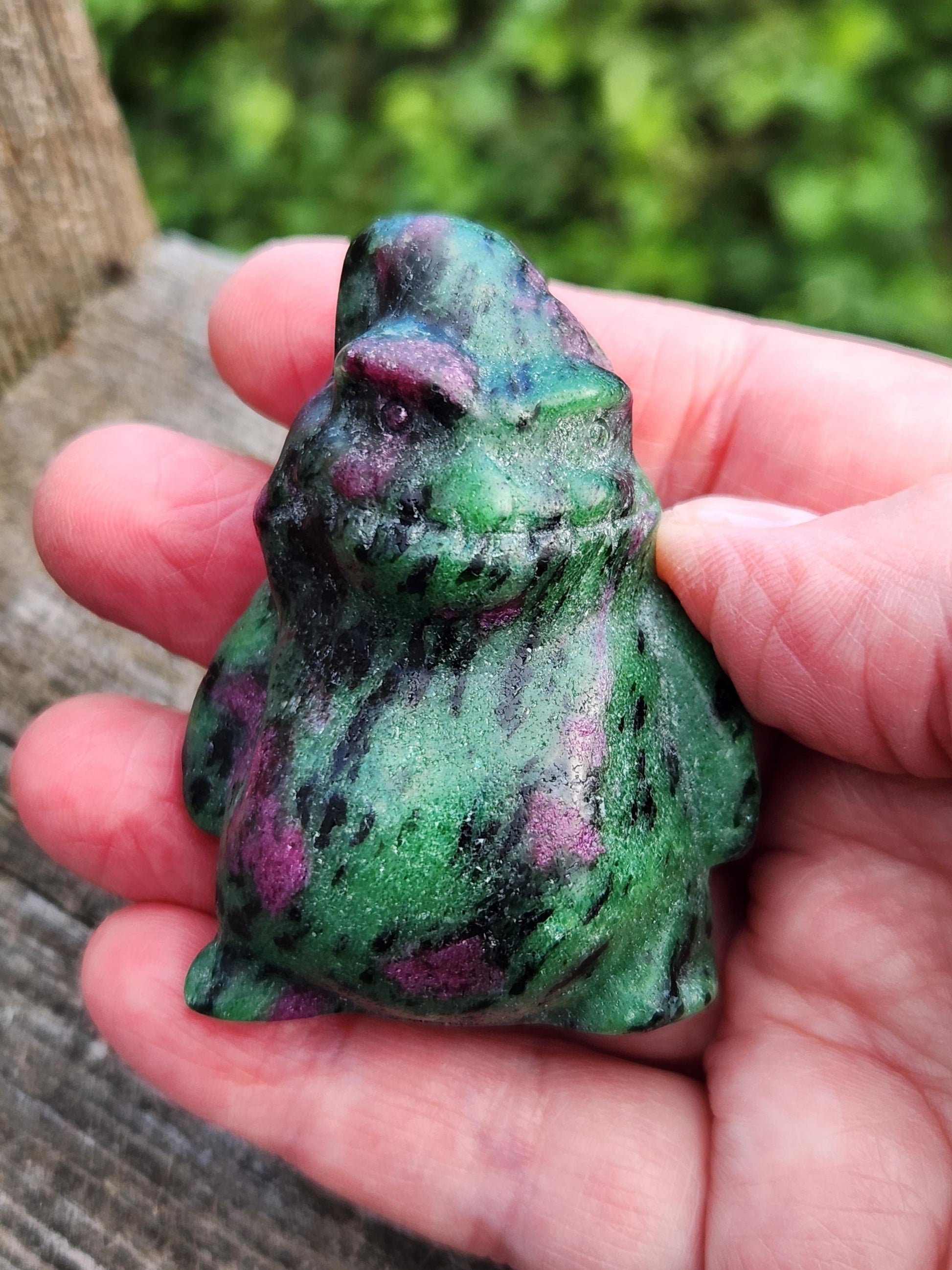 Sparkly Ruby Zoisite Oogie Boogie Crystal Carving, Ghost, Halloween, Nightmare Before Christmas