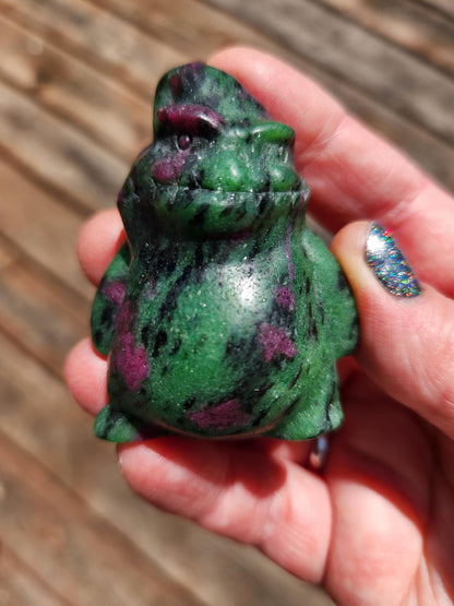 Sparkly Ruby Zoisite Oogie Boogie Crystal Carving, Ghost, Halloween, Nightmare Before Christmas