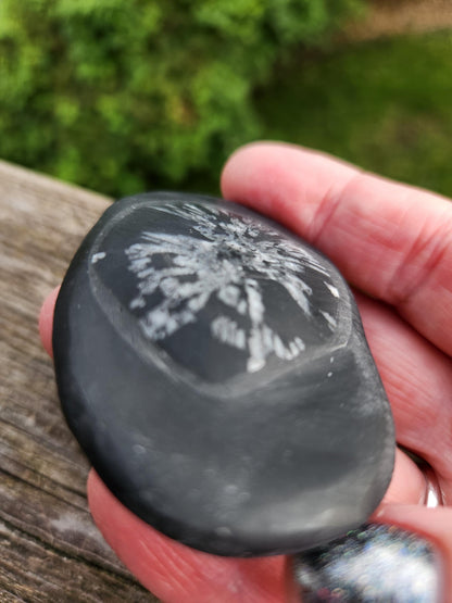 Chrysanthemum Stone Crystal, Unique Flower Palm Stone