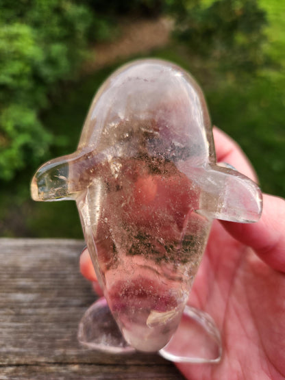 Smoky Quartz Whale Crystal: High Polish Carving, Brazil