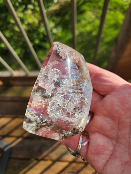 AAA Clear Quartz Crystal Freeform with Rainbow Inclusions