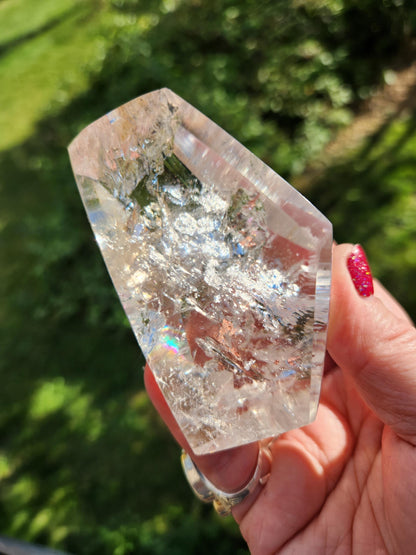 AAA Clear Quartz Crystal Freeform with Rainbow Inclusions