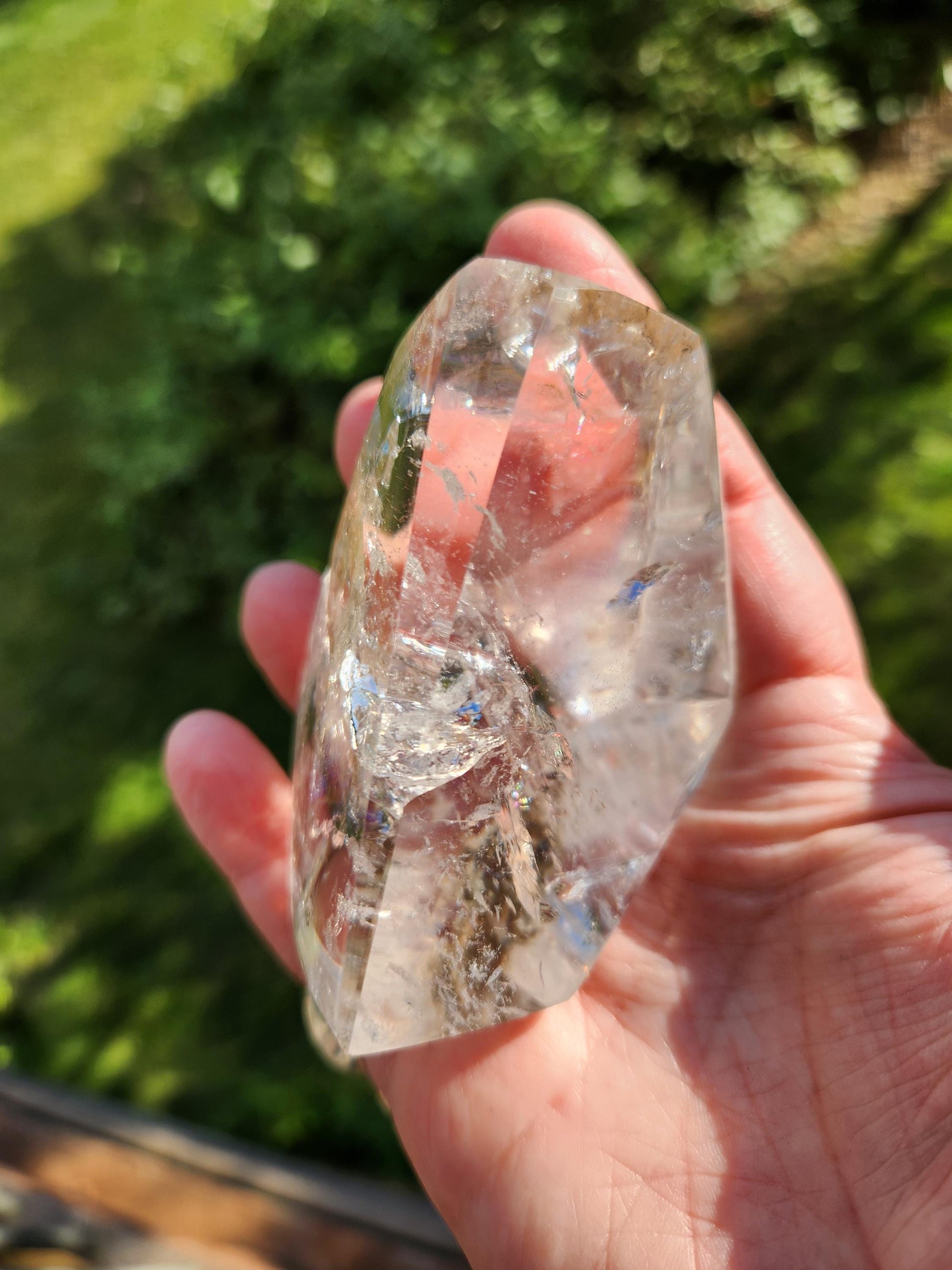 AAA Clear Quartz Crystal Freeform with Rainbow Inclusions