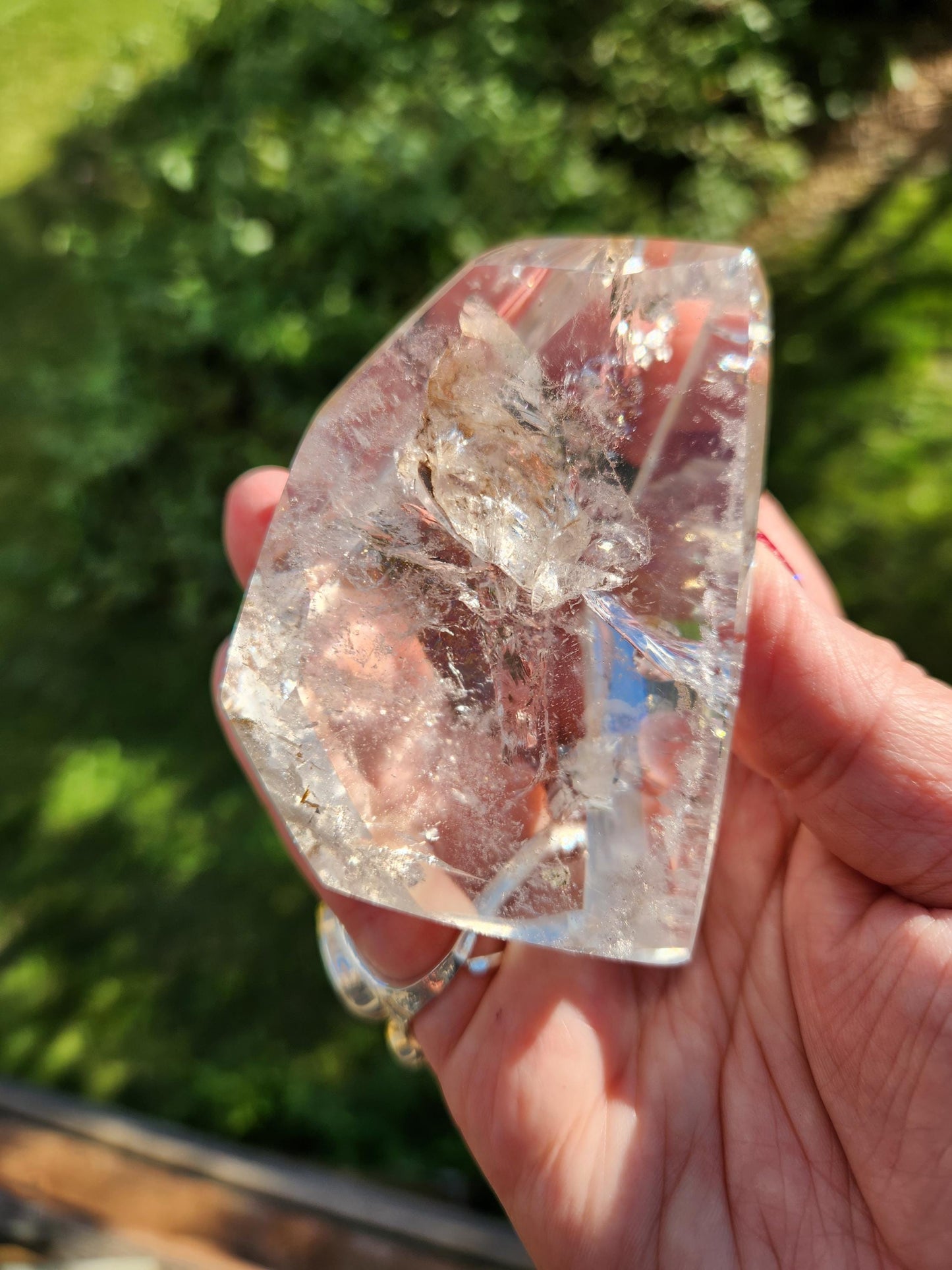 AAA Clear Quartz Crystal Freeform with Rainbow Inclusions