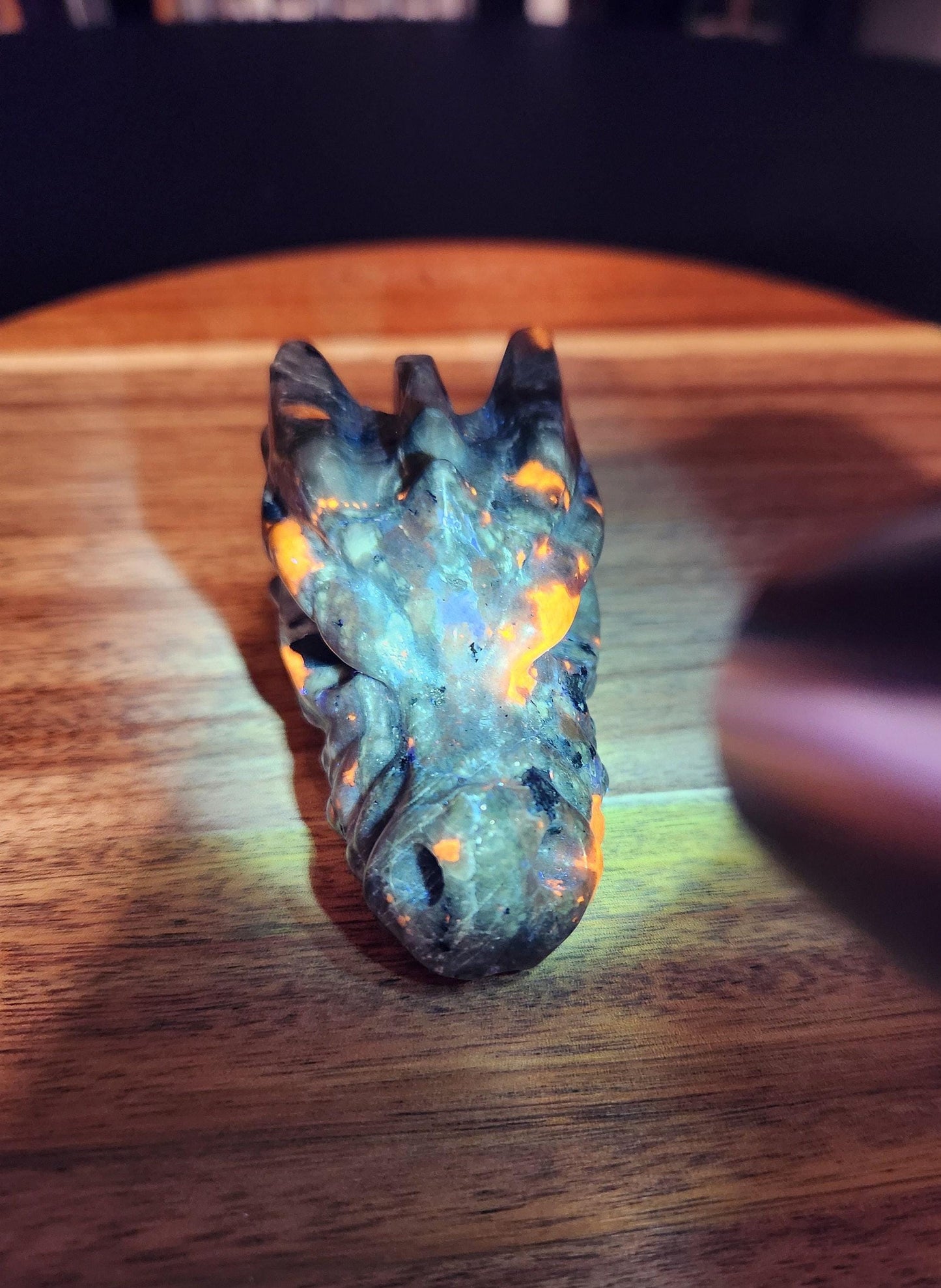 Yooperlite Dragon Head Crystal: UV Reactive Emberlite Rock