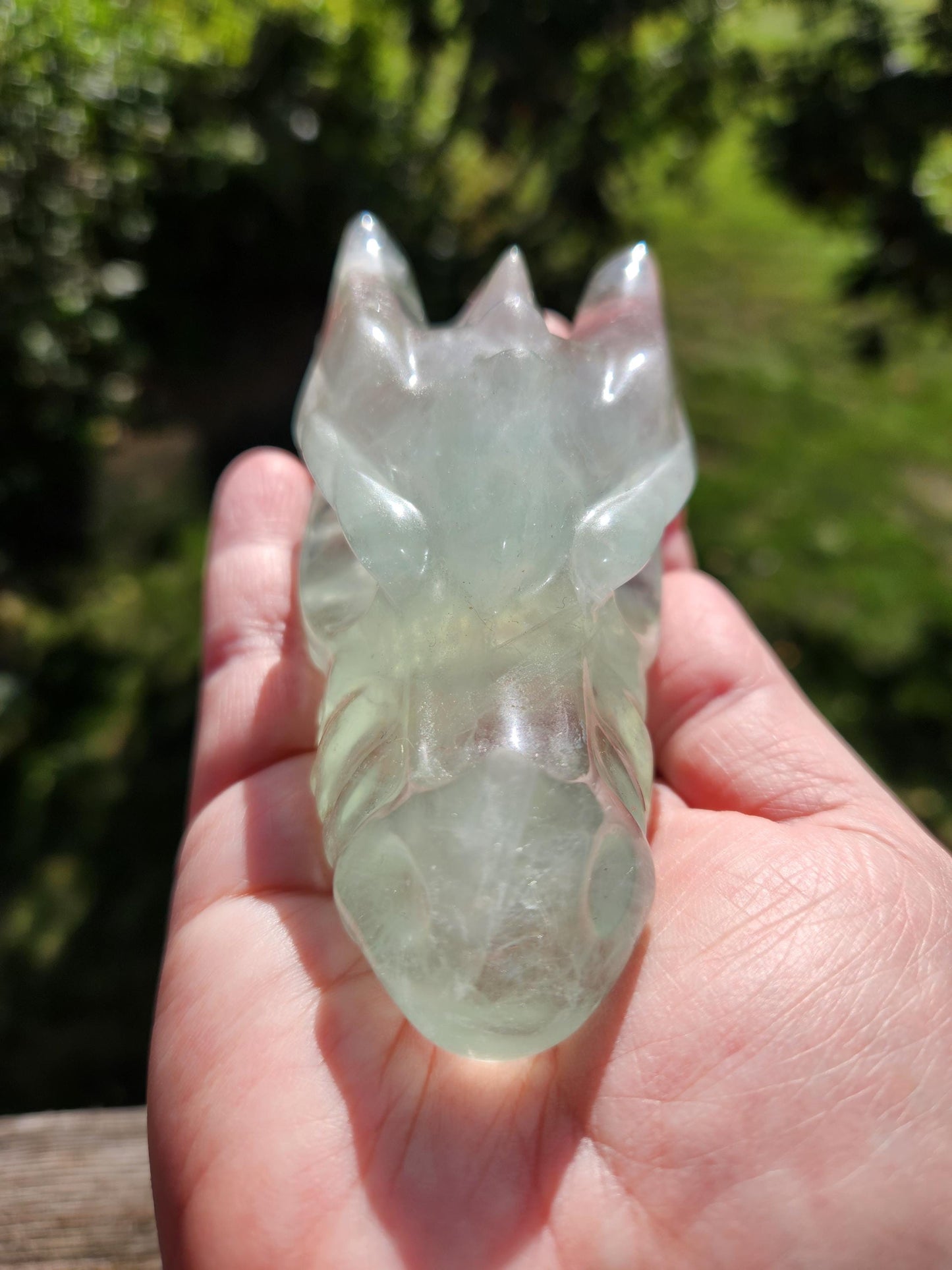 Beautiful AAA Natural Green Fluorite Crystal Carved Dragon Head, Year of the Dragon, DND