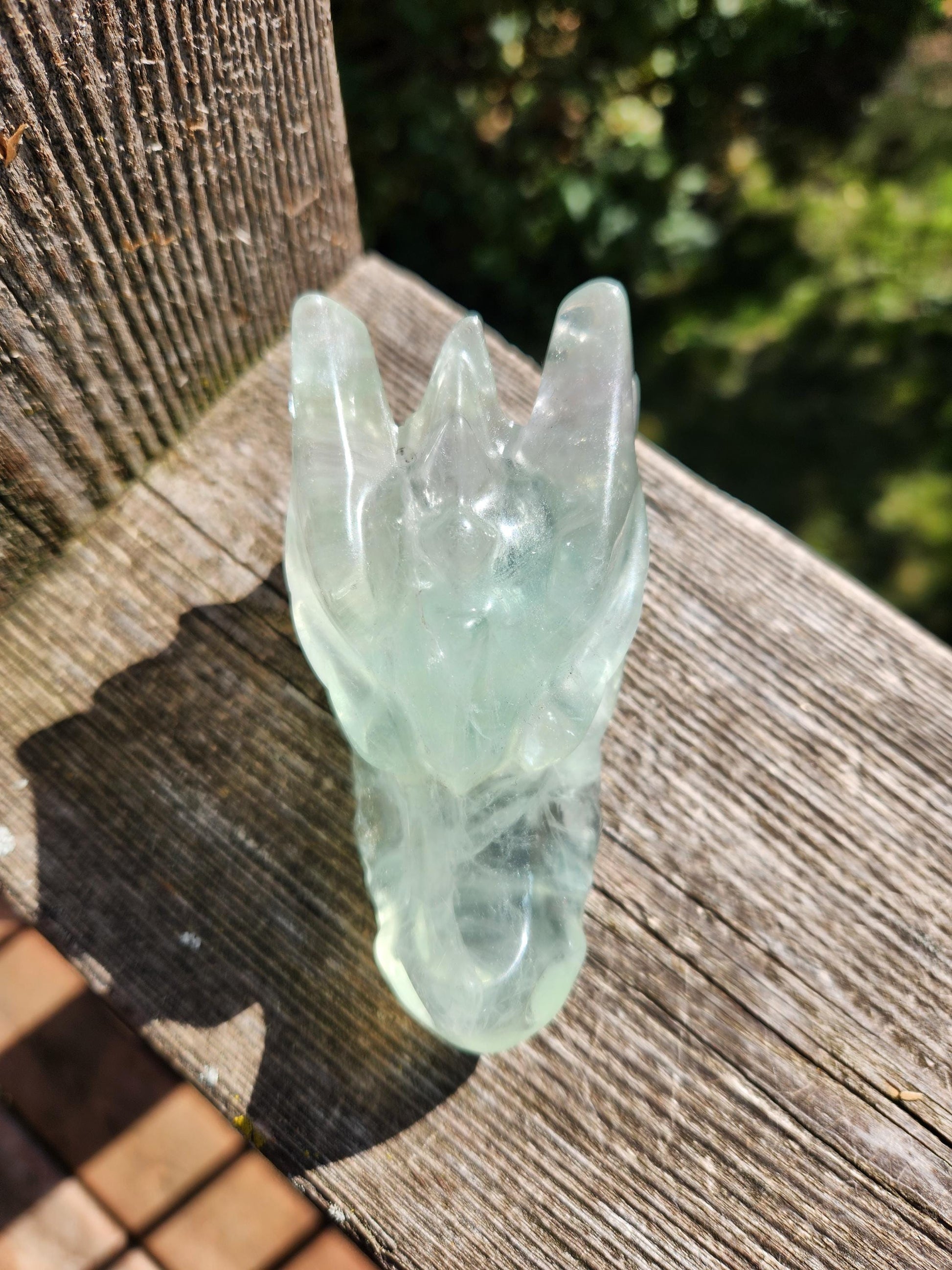 Beautiful AAA Natural Green Fluorite Crystal Carved Dragon Head, Year of the Dragon, DND