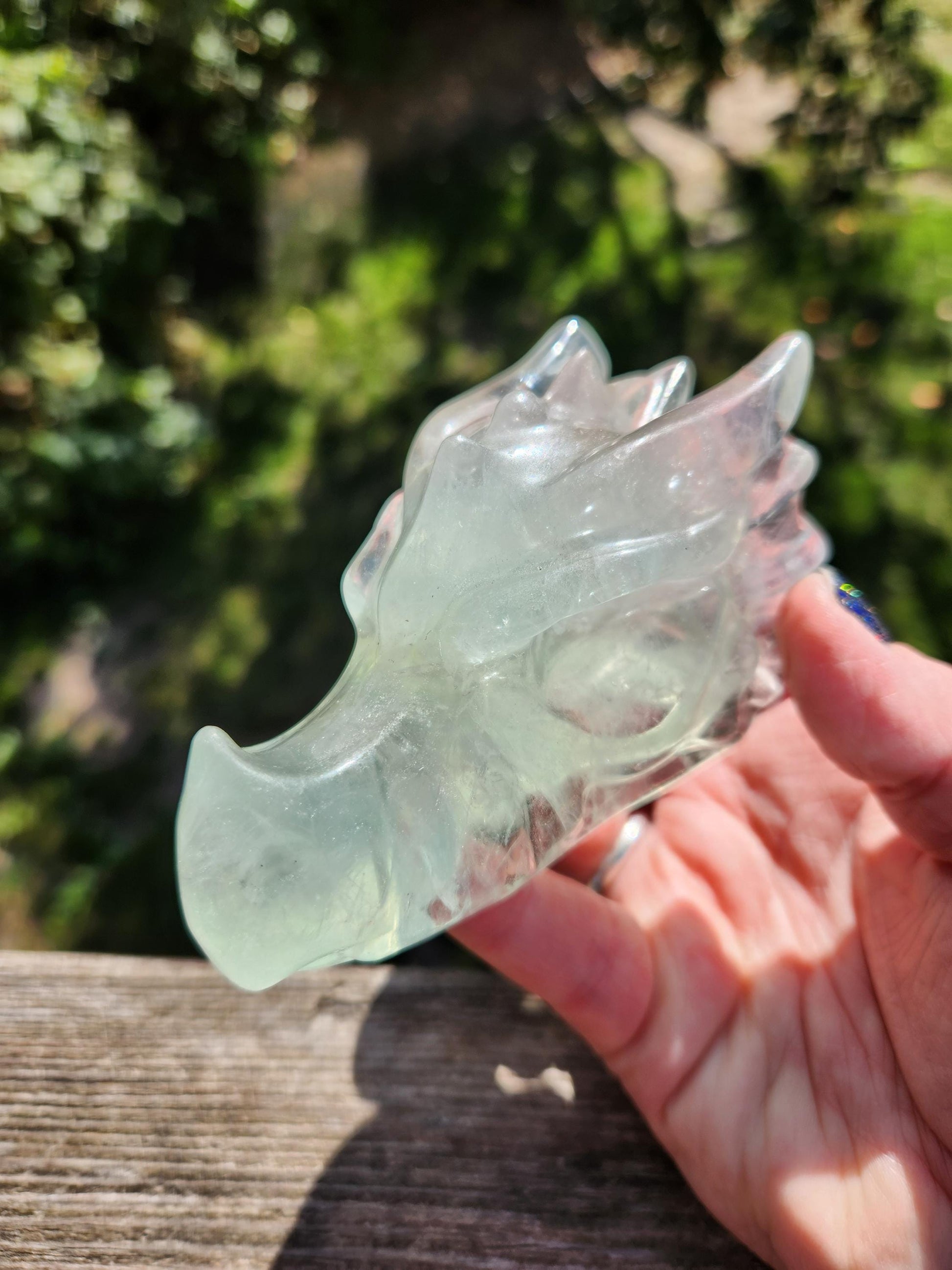 Beautiful AAA Natural Green Fluorite Crystal Carved Dragon Head, Year of the Dragon, DND