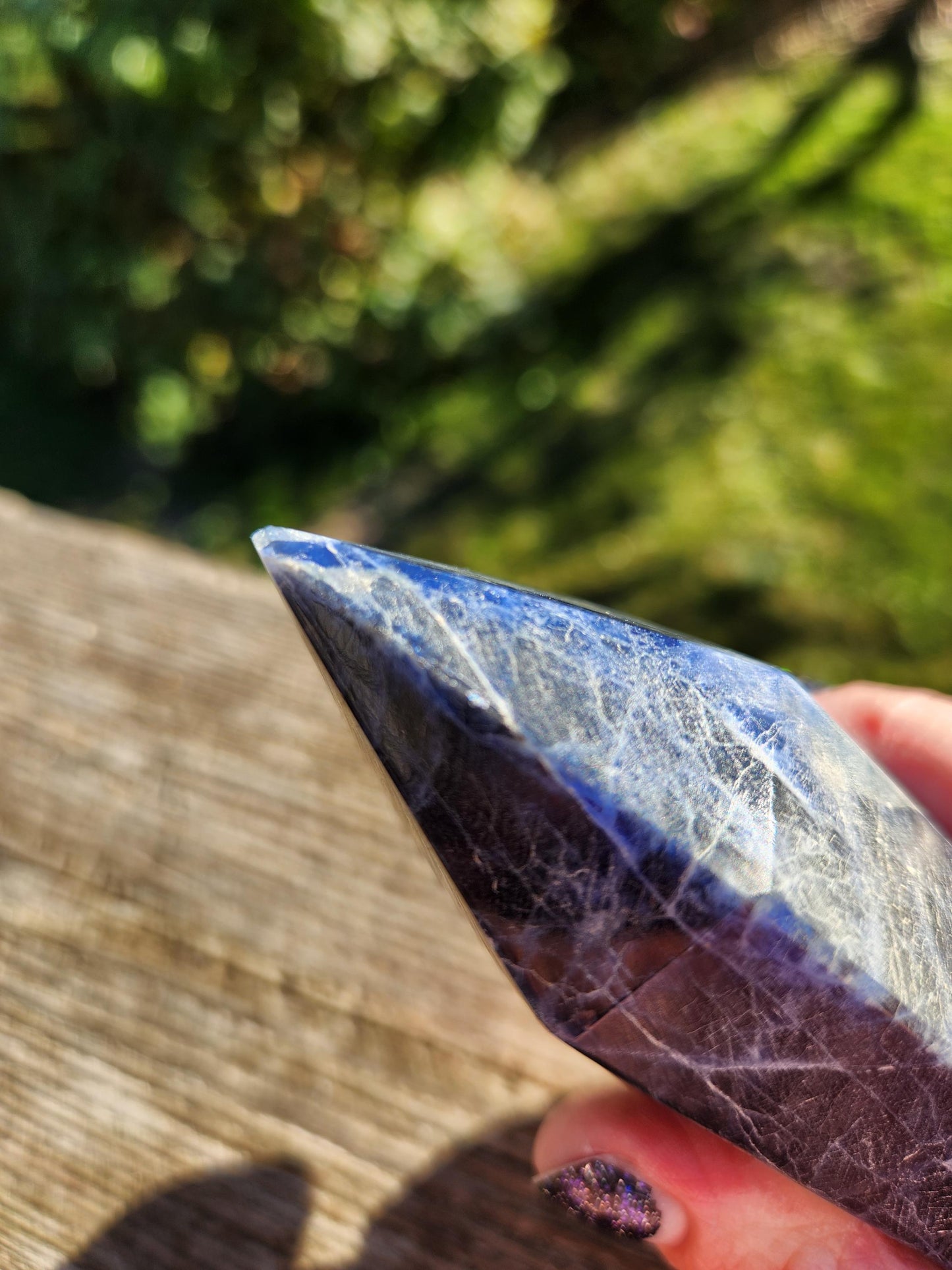 Six Sided Sodalite Crystal Tower: Dark Blue Generator (5.51" H)