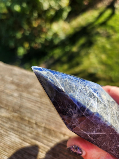Six Sided Sodalite Crystal Tower: Dark Blue Generator (5.51" H)