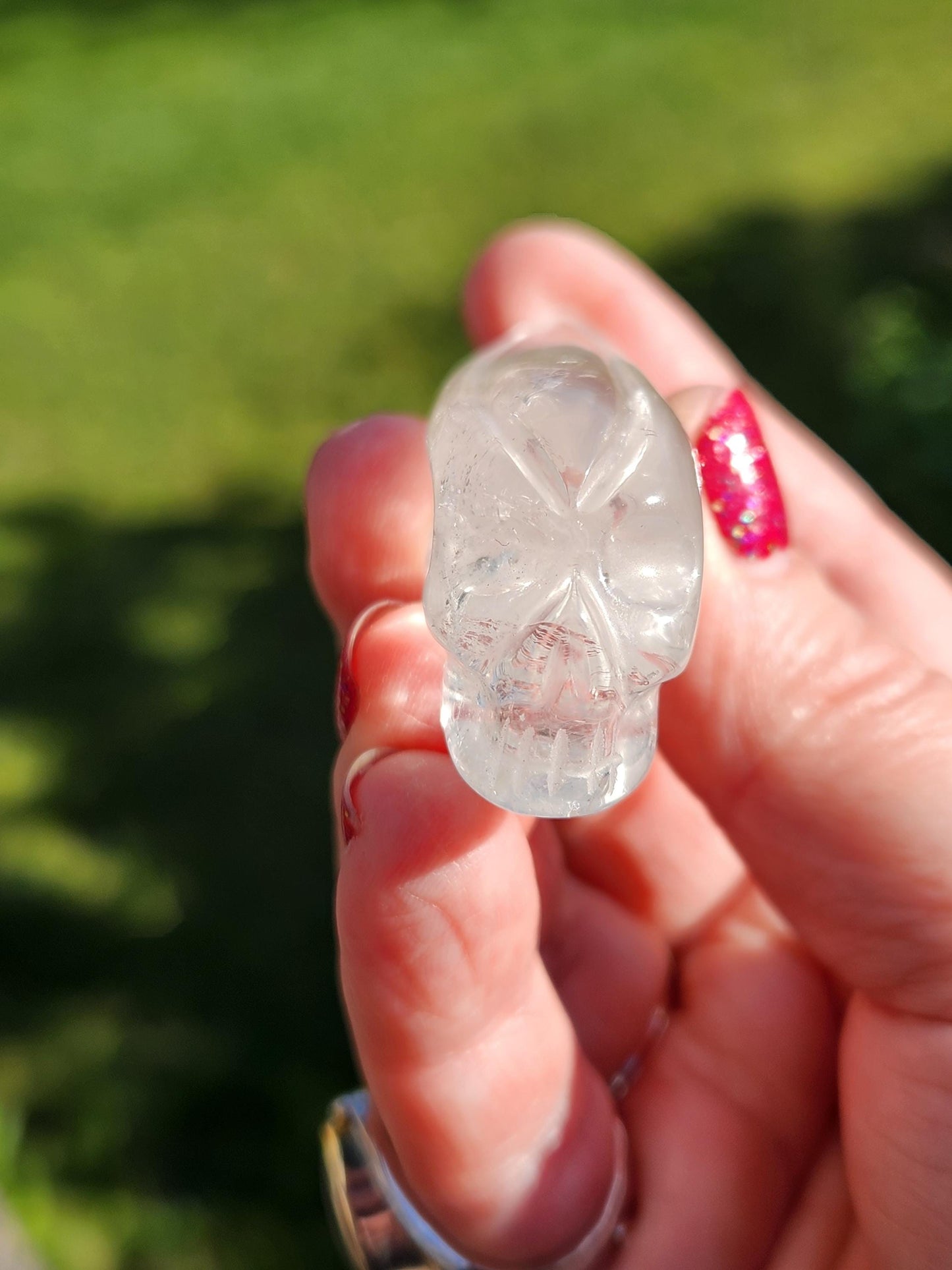 AAA Clear Quartz Crystal Alien Skull: Unique Carved Mini Sculpture, Rare