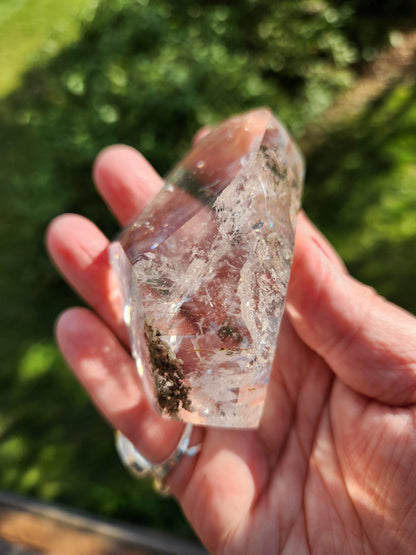 AAA Clear Quartz Crystal Freeform with Rainbow Inclusions