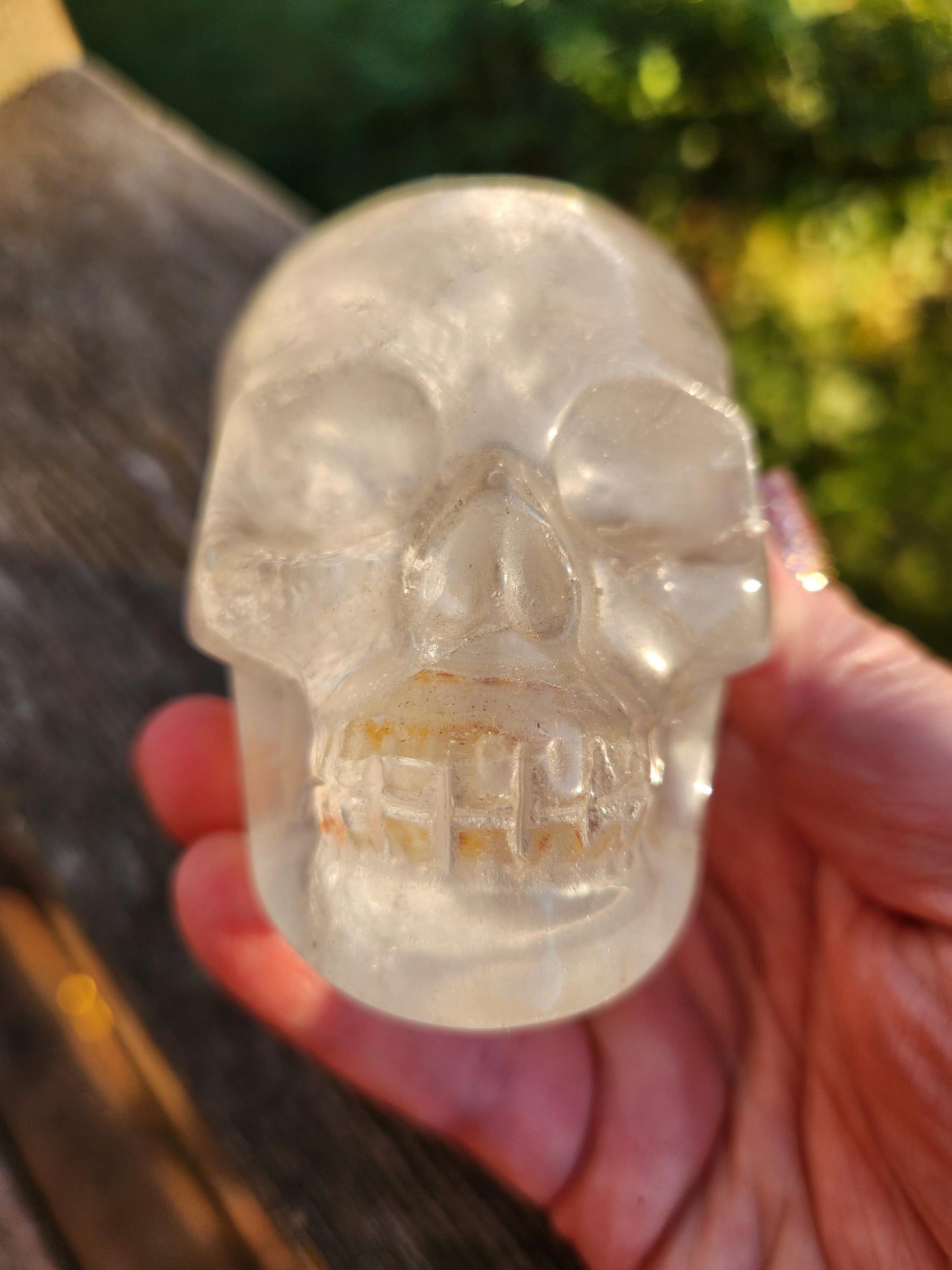 Clear Quartz Crystal Skull: Golden Healer Inclusions
