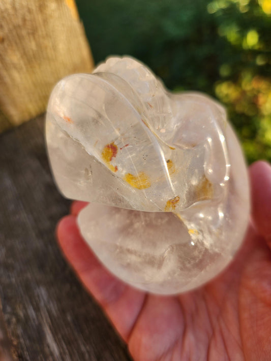 Clear Quartz Crystal Skull: Golden Healer Inclusions