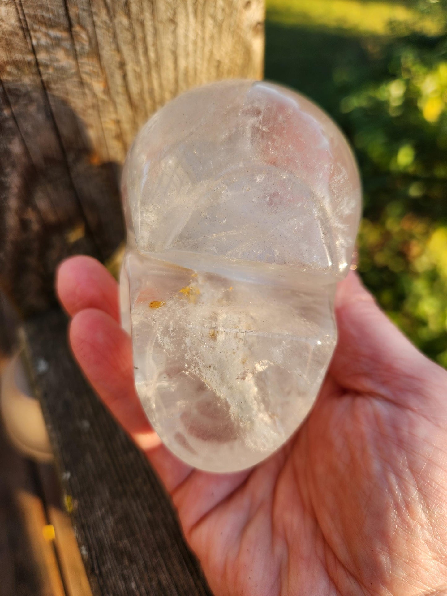 Clear Quartz Crystal Skull: Golden Healer Inclusions