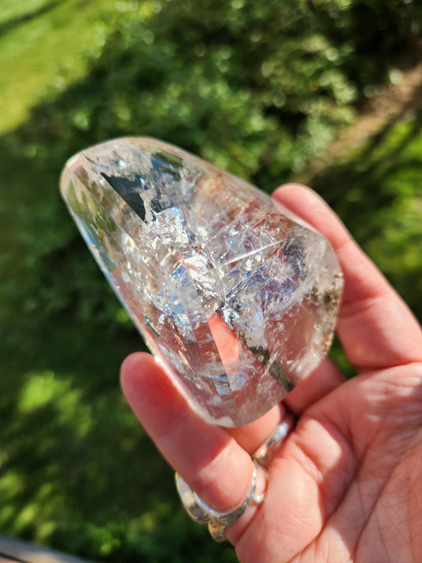 AAA Clear Quartz Crystal Freeform with Rainbow Inclusions