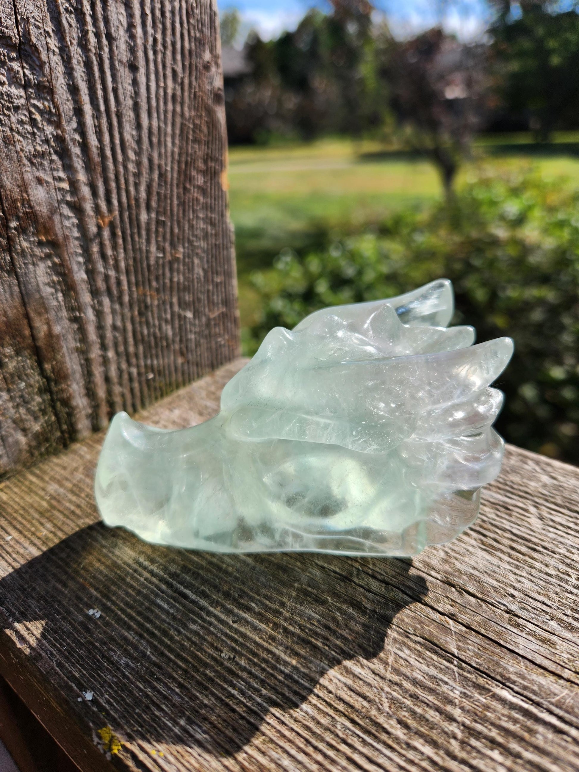 Beautiful AAA Natural Green Fluorite Crystal Carved Dragon Head, Year of the Dragon, DND