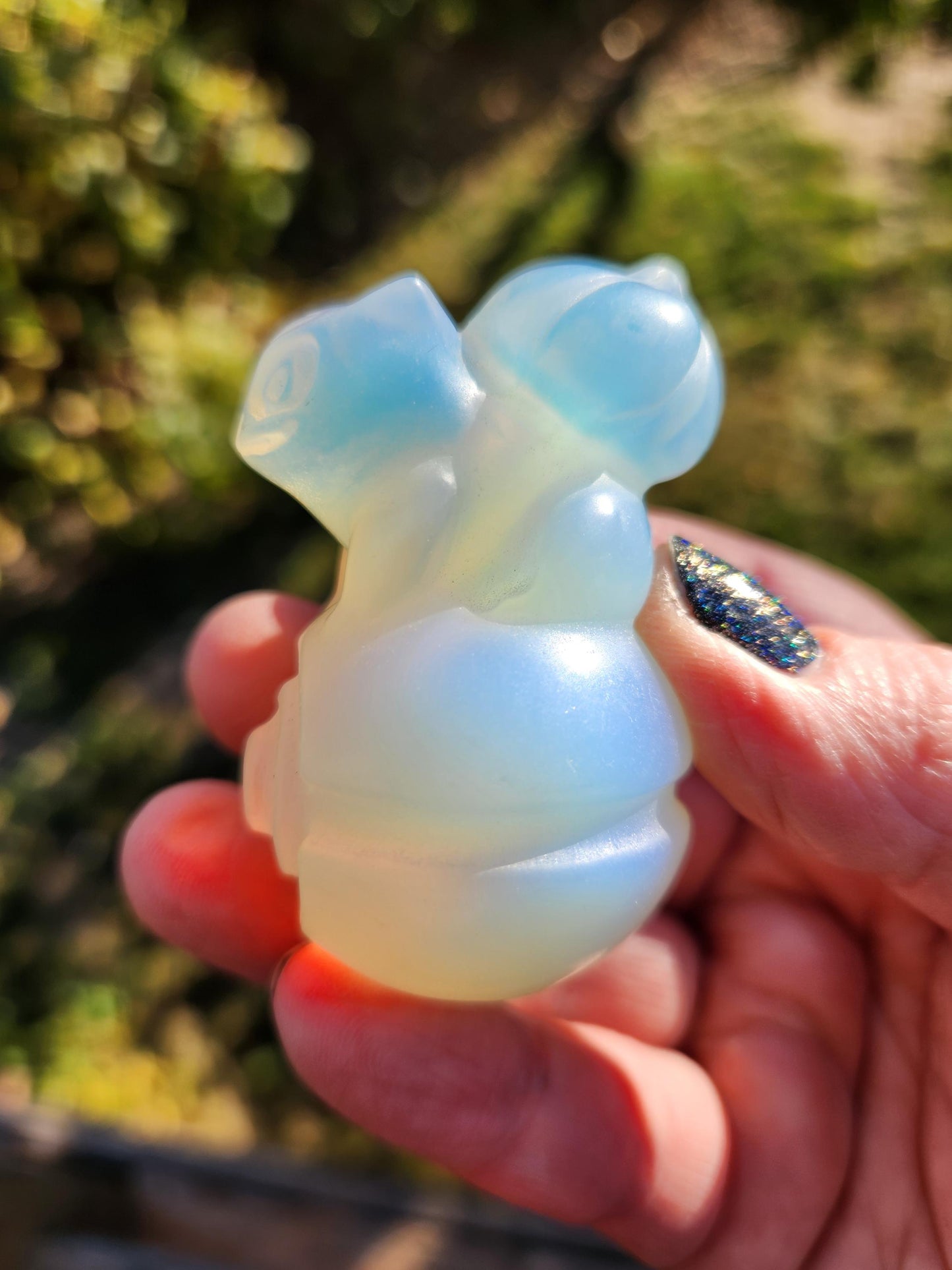 Super Cute Opalite Bulbasaur on Poke Ball with High Polish, Pokemon