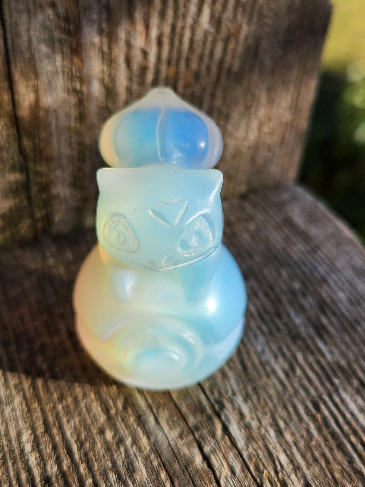 Super Cute Opalite Bulbasaur on Poke Ball with High Polish, Pokemon