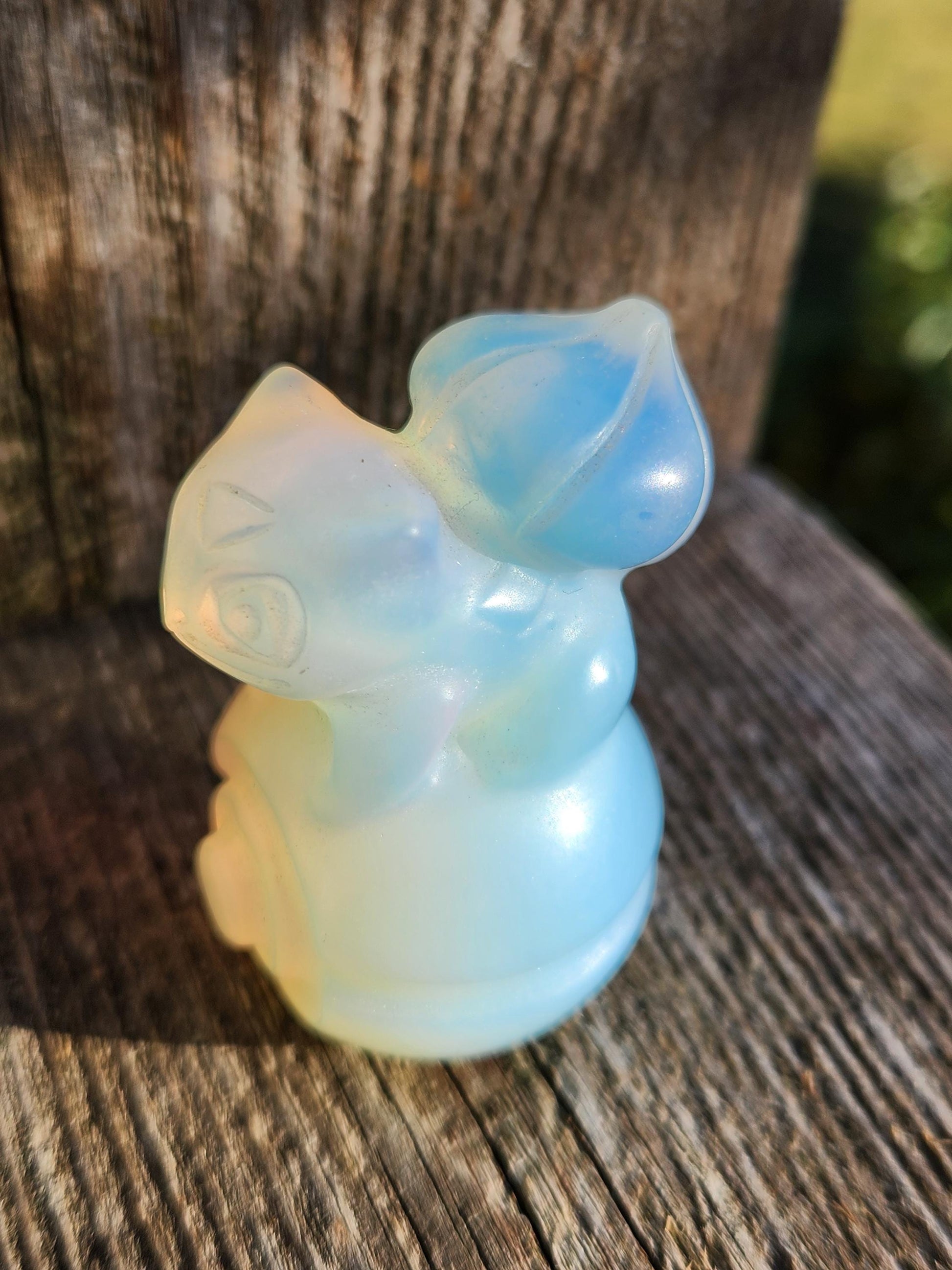 Super Cute Opalite Bulbasaur on Poke Ball with High Polish, Pokemon
