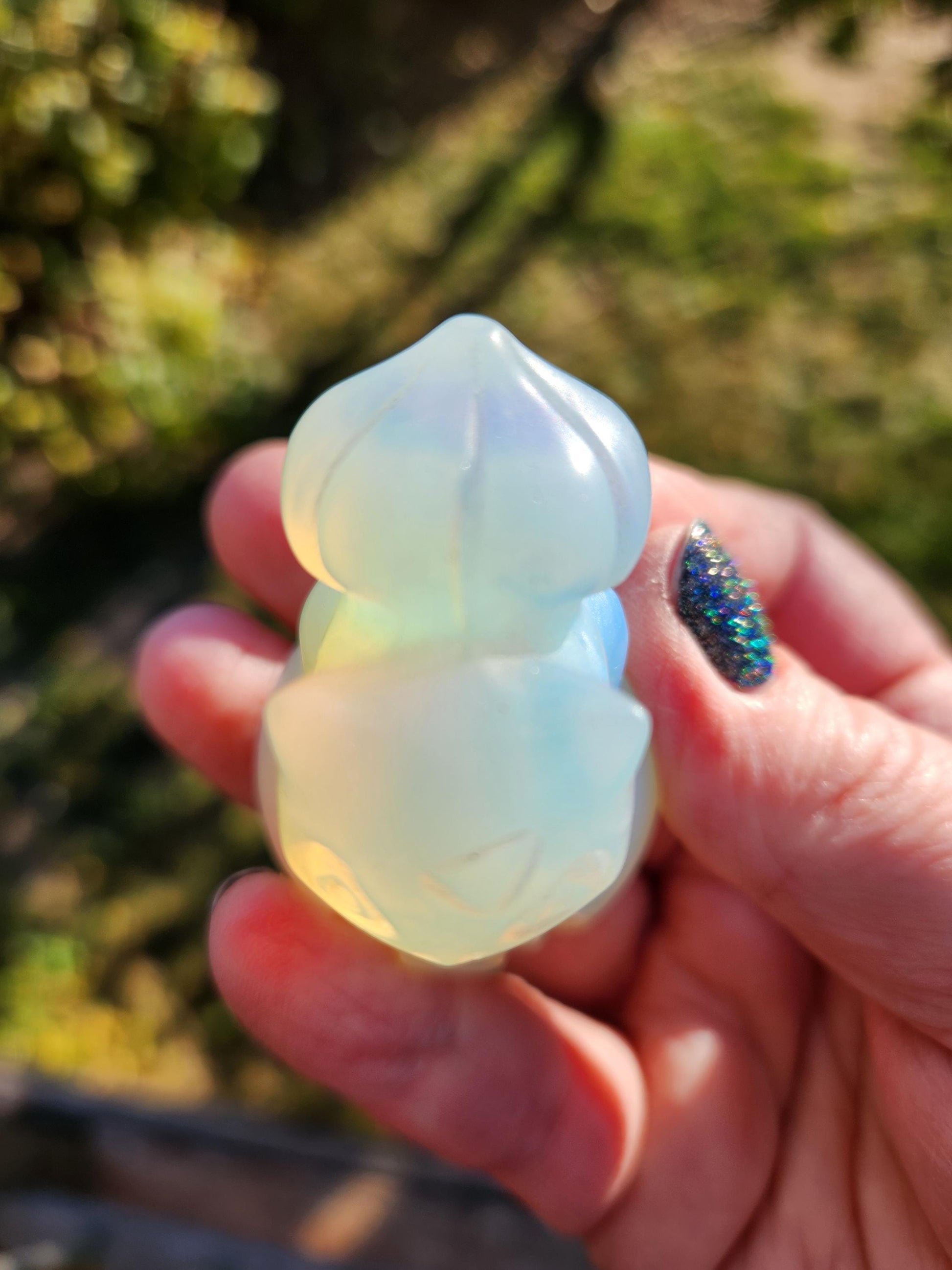 Super Cute Opalite Bulbasaur on Poke Ball with High Polish, Pokemon
