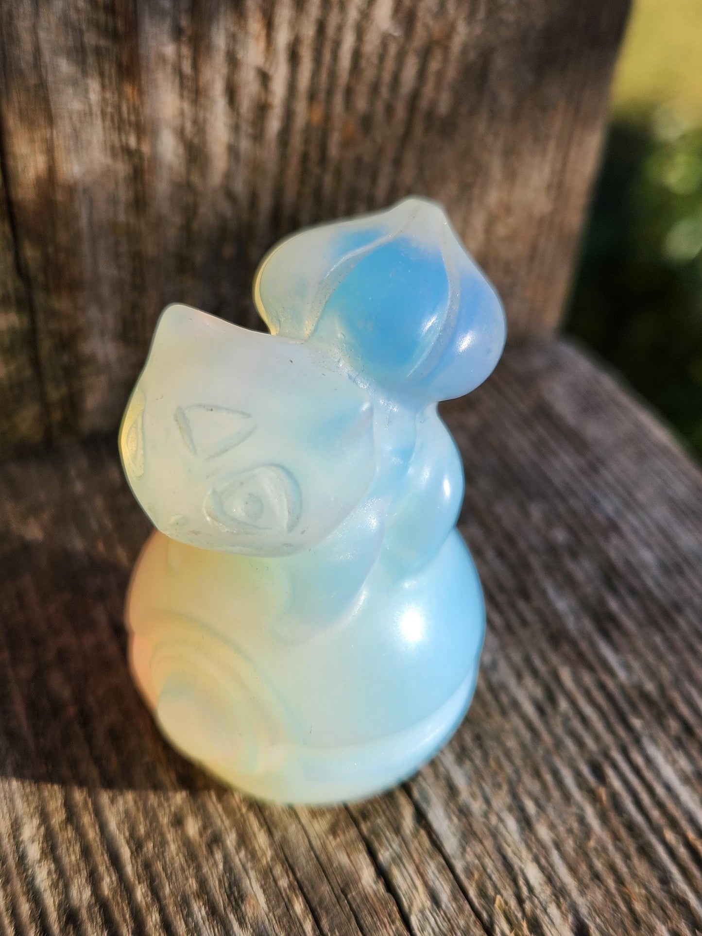Super Cute Opalite Bulbasaur on Poke Ball with High Polish, Pokemon