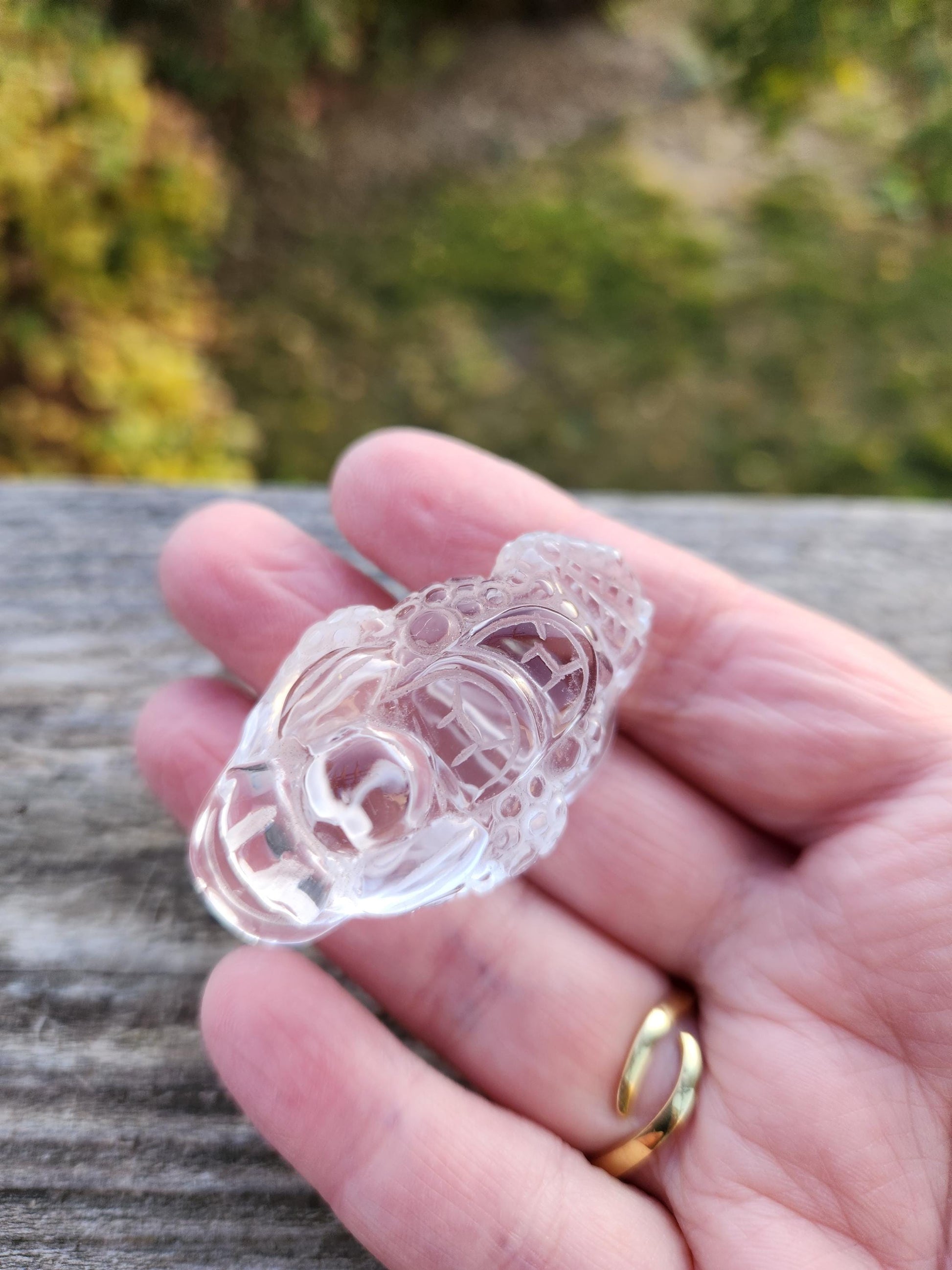 Clear Quartz Carved Crystal Small Money Toad