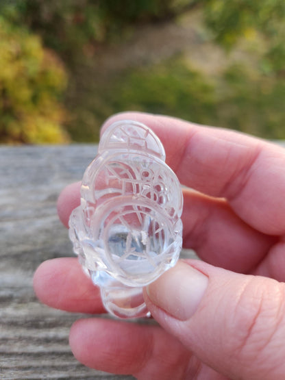 Clear Quartz Carved Crystal Small Money Toad