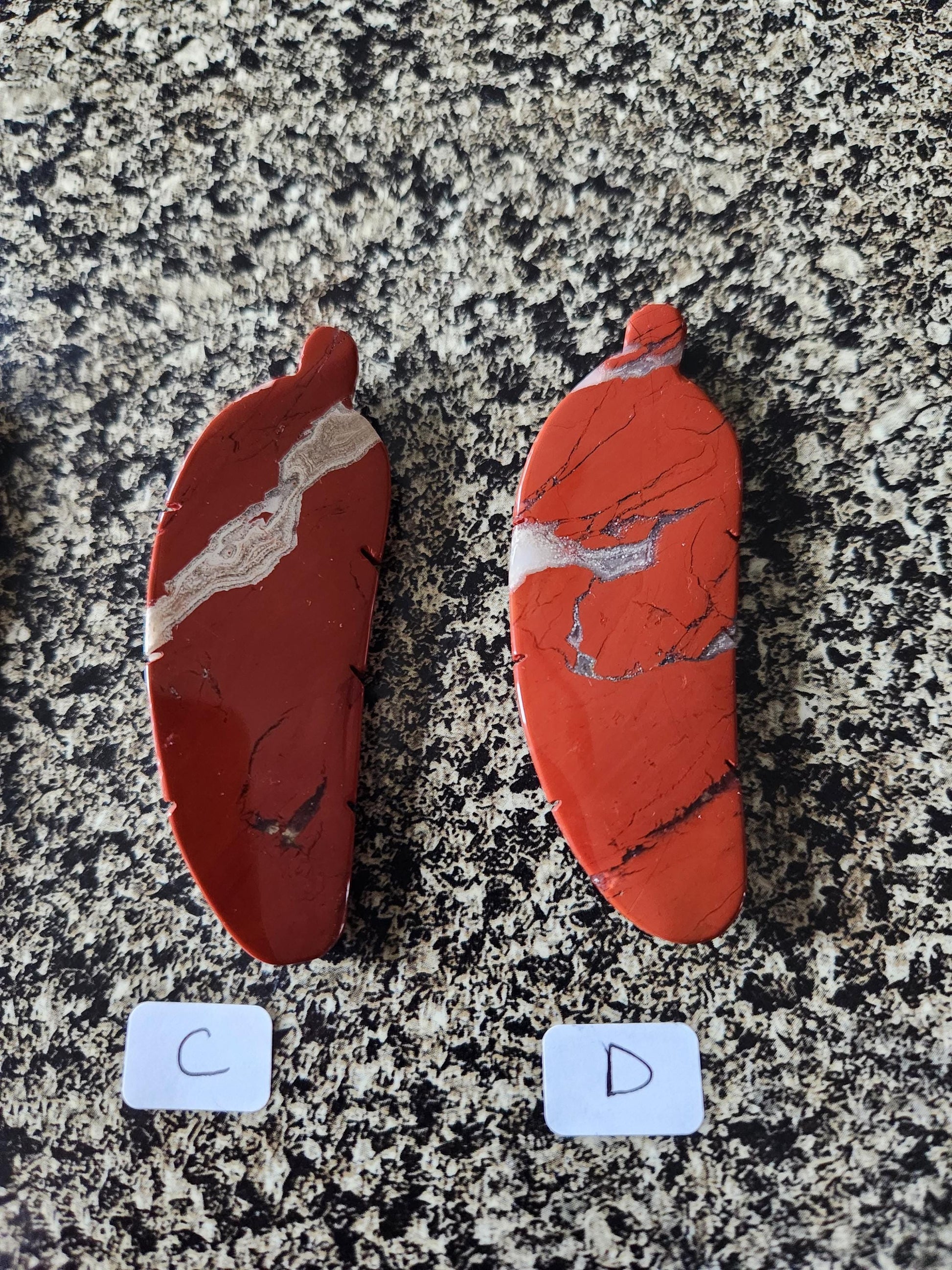 Beautiful Carved Red Jasper Feather with Unique Veins, All Natural Crystal, One