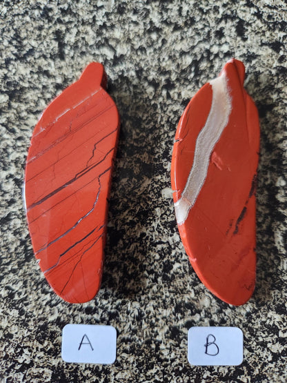 Beautiful Carved Red Jasper Feather with Unique Veins, All Natural Crystal, One