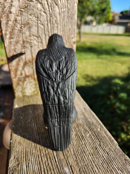 Carved Black Obsidian Raven: Natural Crystal, Crow, Large