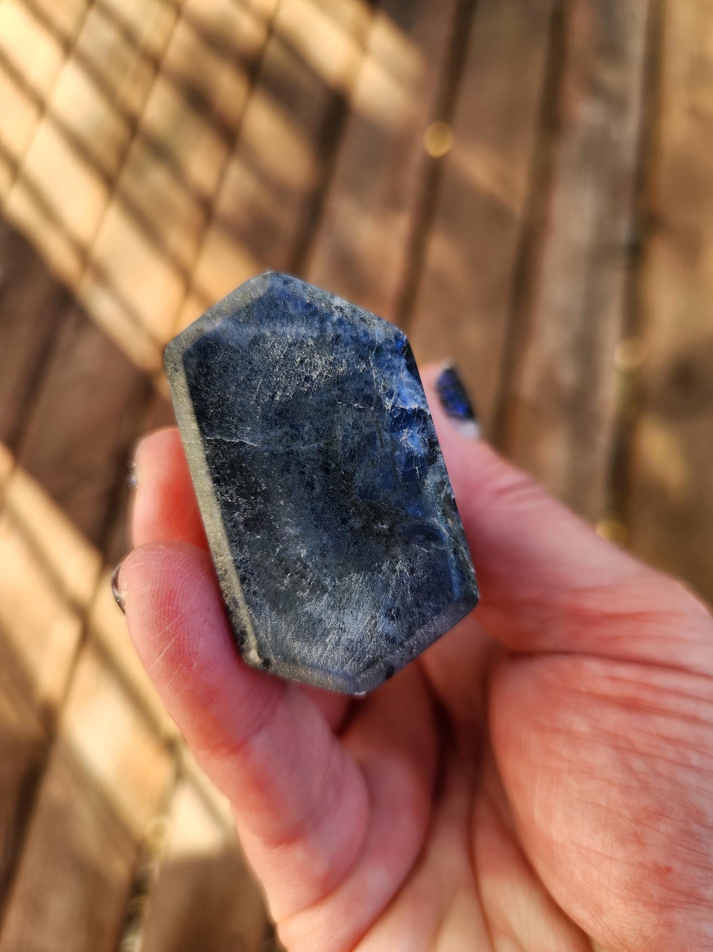 Six Sided Sodalite Crystal Tower: Dark Blue Generator (5.51" H)