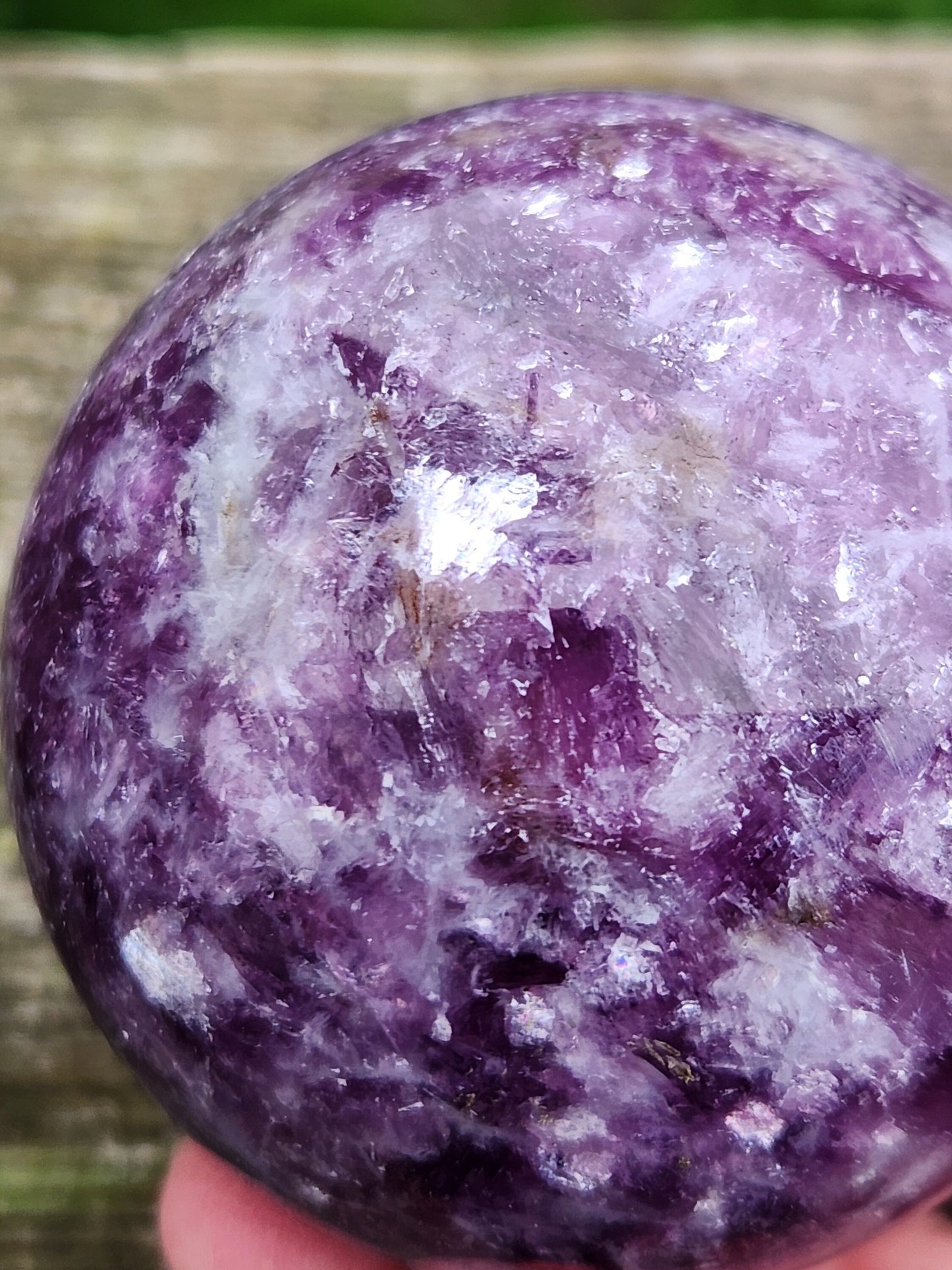 AAA Dark Purple Lepidolite Crystal Sphere with Mica