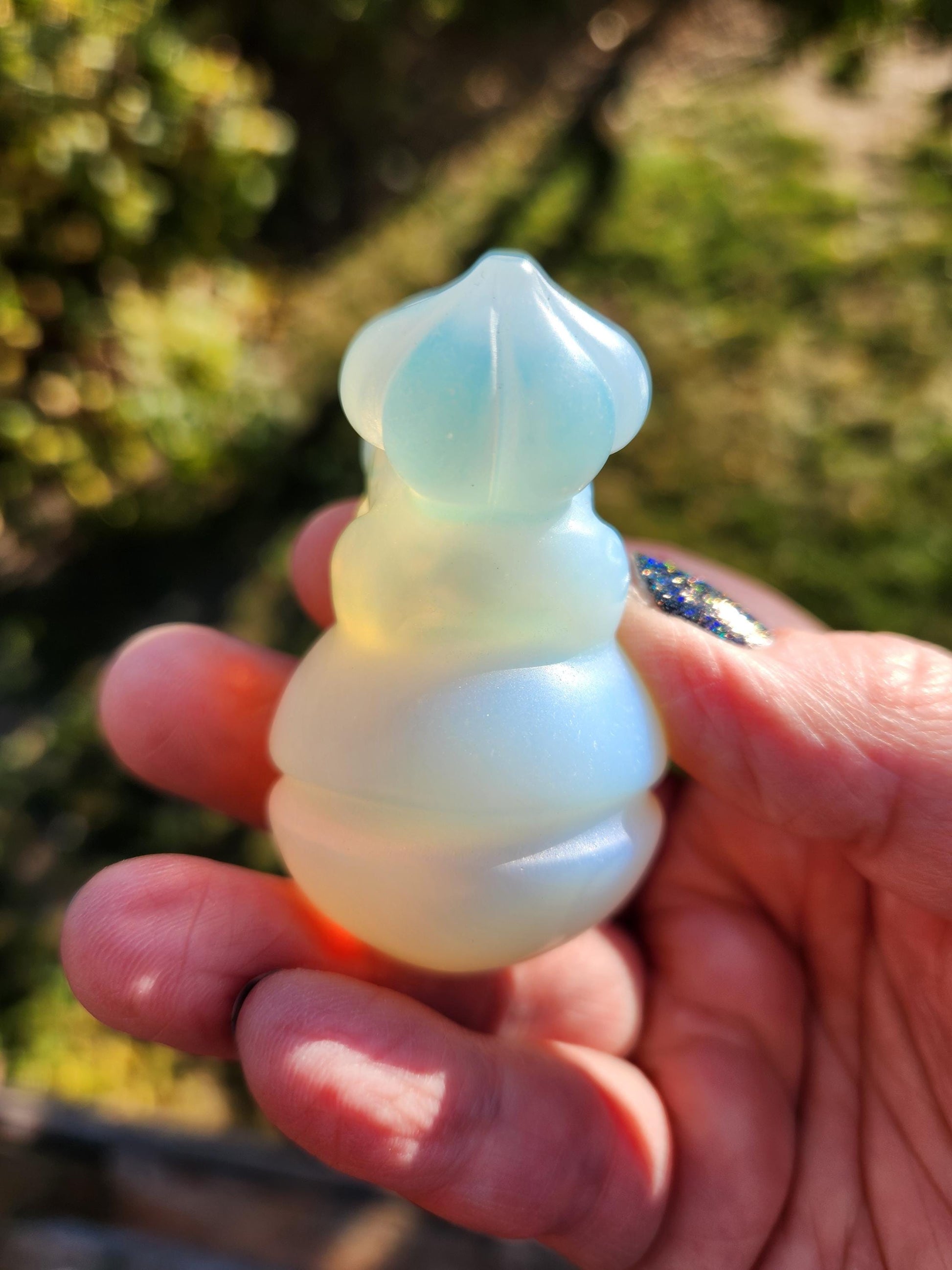 Super Cute Opalite Bulbasaur on Poke Ball with High Polish, Pokemon