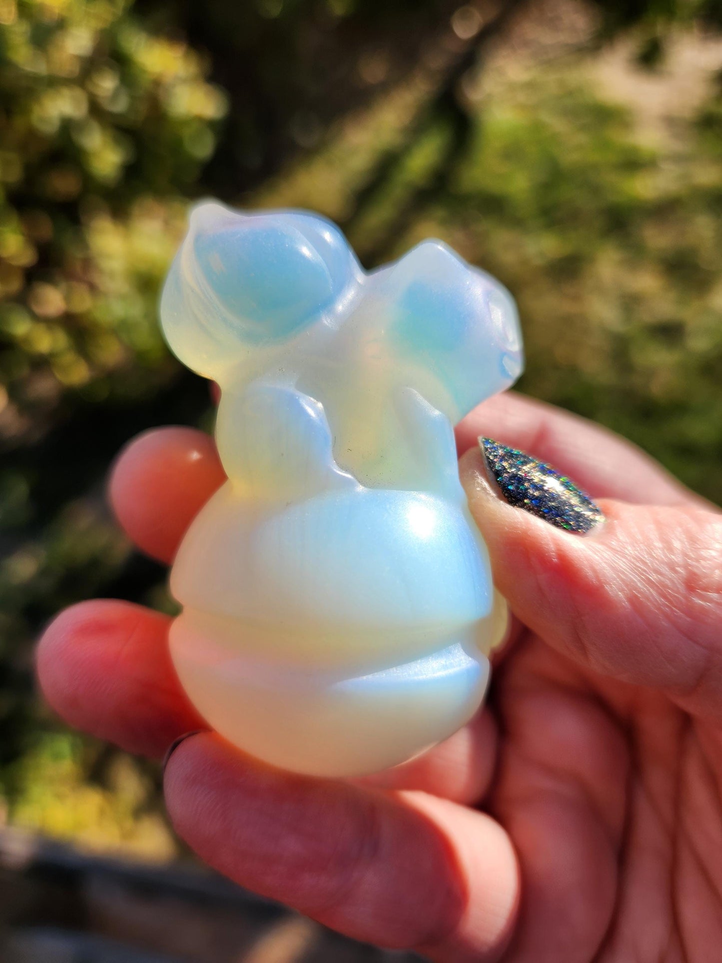 Super Cute Opalite Bulbasaur on Poke Ball with High Polish, Pokemon