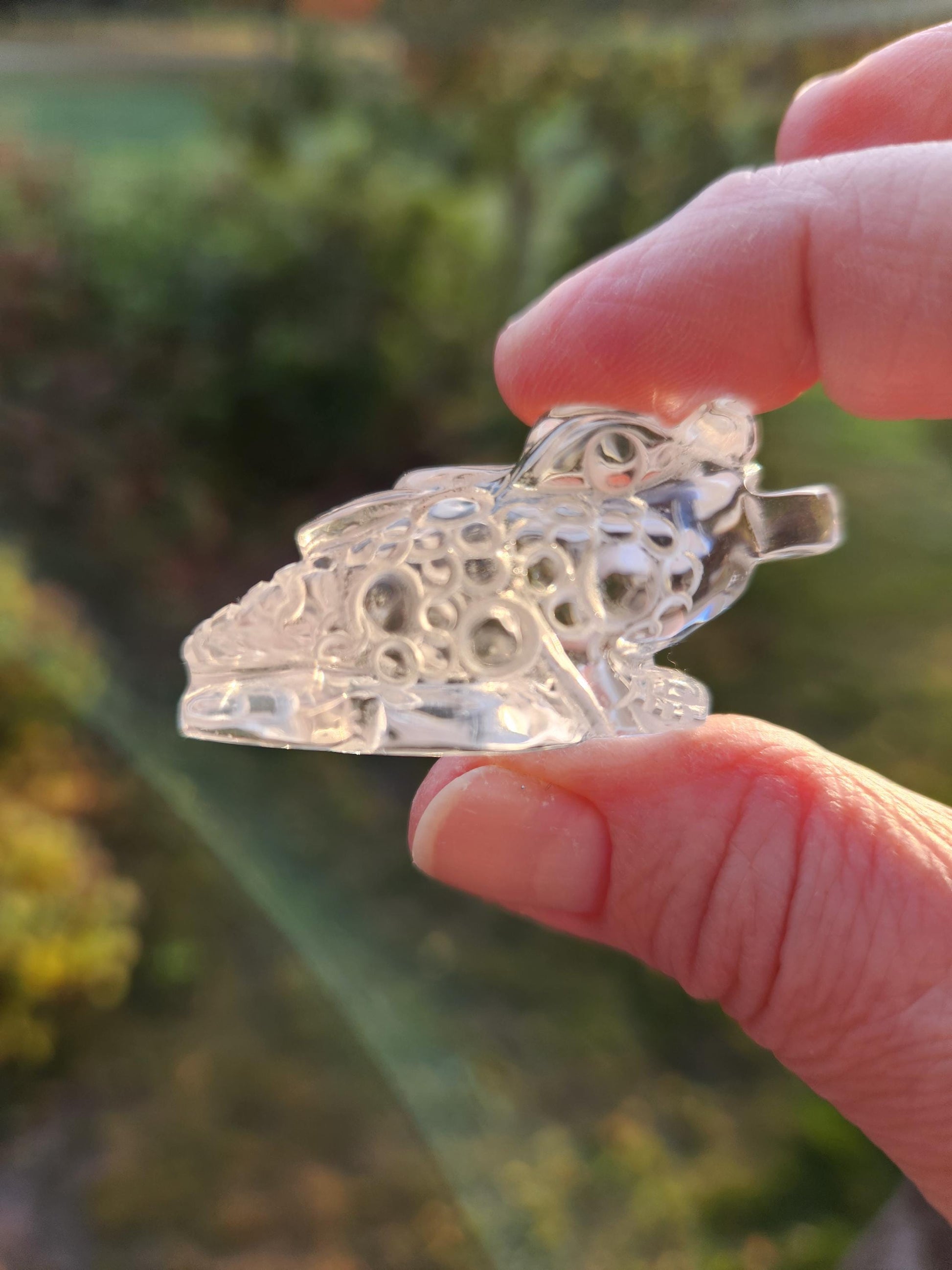 Clear Quartz Carved Crystal Small Money Toad