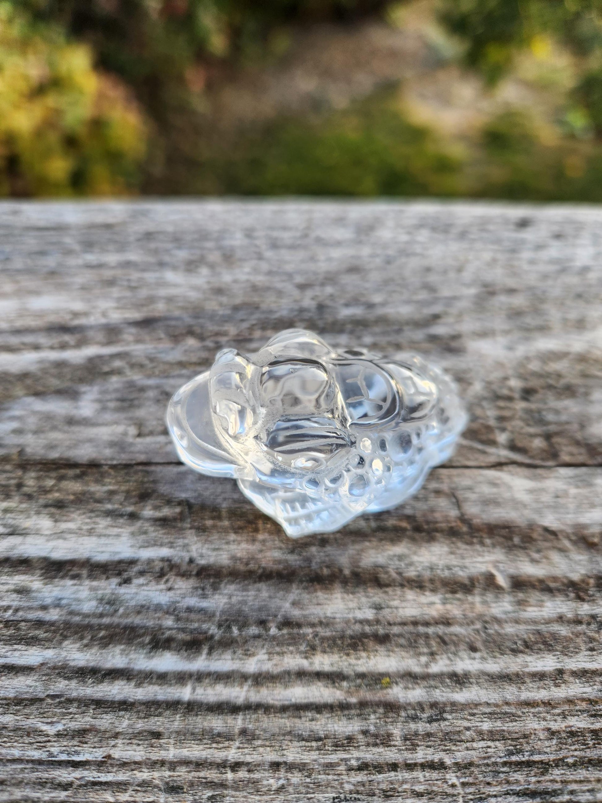 Clear Quartz Carved Crystal Small Money Toad
