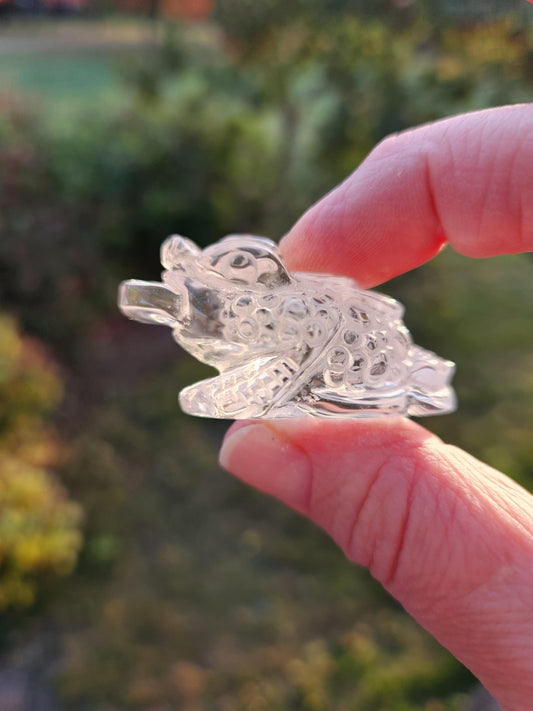 Clear Quartz Carved Crystal Small Money Toad