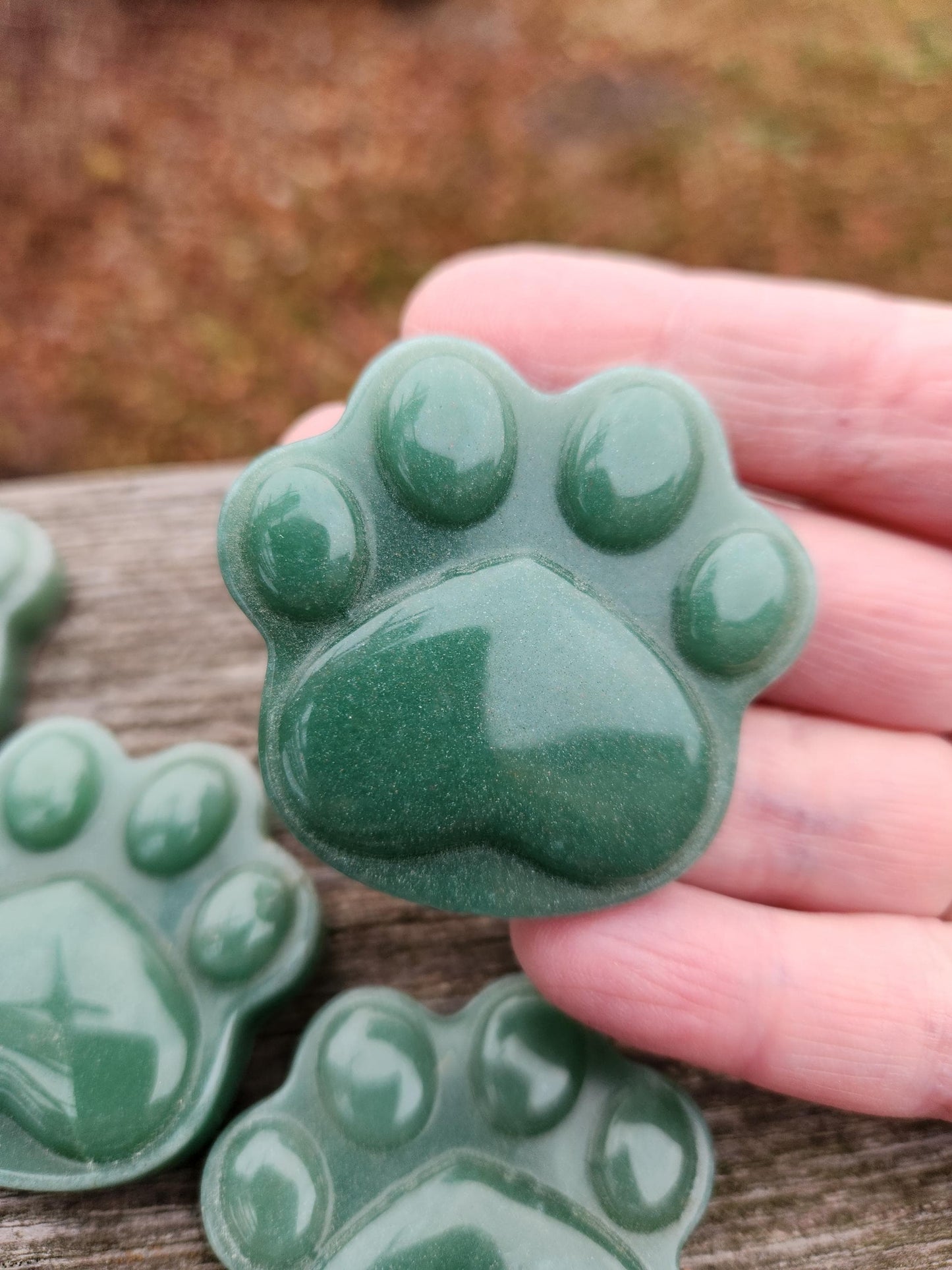 Green Aventurine Crystal Paw: Buttery Smooth Carved Stone, One