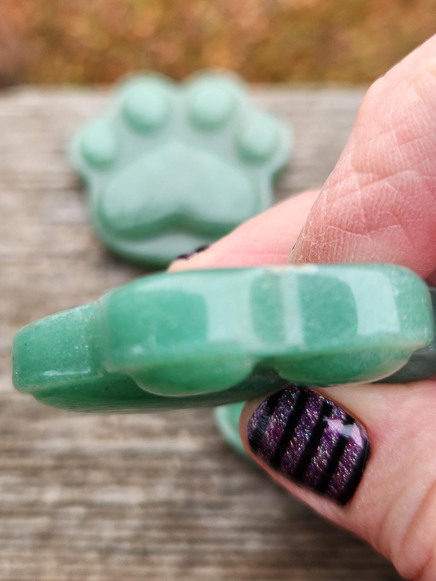 Green Aventurine Crystal Paw: Buttery Smooth Carved Stone, One