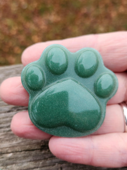 Green Aventurine Crystal Paw: Buttery Smooth Carved Stone, One